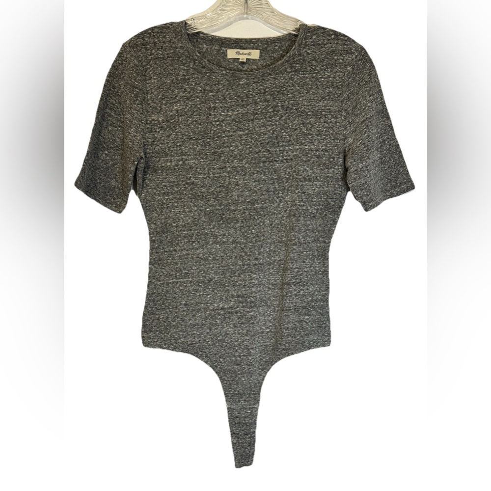Madewell Thong Bodysuit Women’s Medium Crewneck Short-Sleeve In Heather Smoke